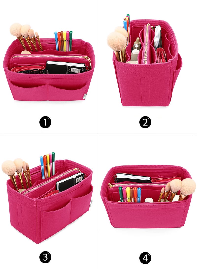 LEXSION Felt Purse Bag Organizer Insert with zipper Bag Tote Shaper Fit Speedy Neverful PM MM 8021 Rosy M - Image 4